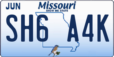 MO license plate SH6A4K