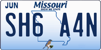MO license plate SH6A4N