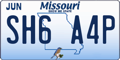 MO license plate SH6A4P
