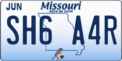 MO license plate SH6A4R