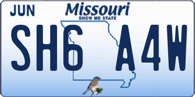 MO license plate SH6A4W