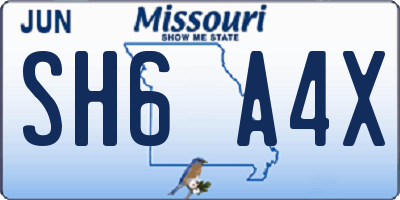 MO license plate SH6A4X