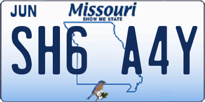 MO license plate SH6A4Y