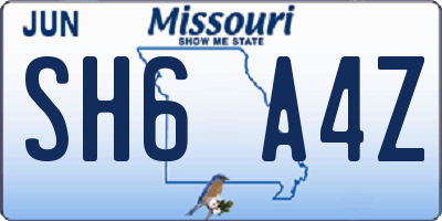 MO license plate SH6A4Z
