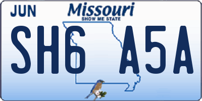 MO license plate SH6A5A