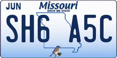 MO license plate SH6A5C