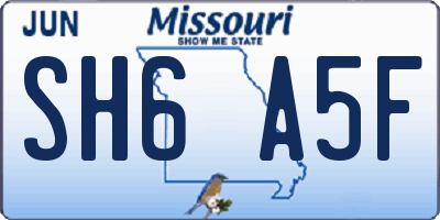 MO license plate SH6A5F