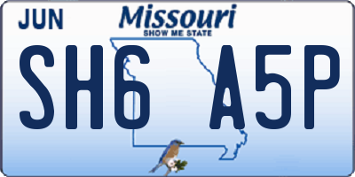 MO license plate SH6A5P