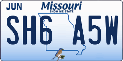 MO license plate SH6A5W