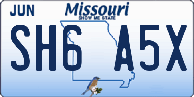 MO license plate SH6A5X