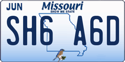 MO license plate SH6A6D