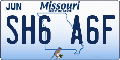 MO license plate SH6A6F