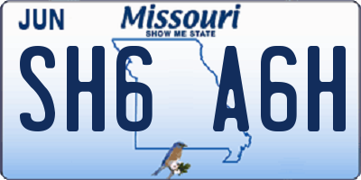 MO license plate SH6A6H