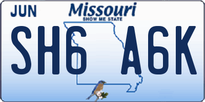 MO license plate SH6A6K