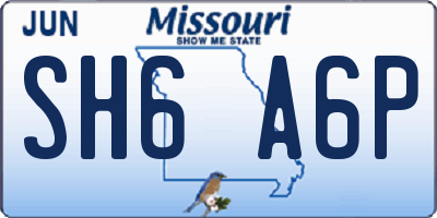 MO license plate SH6A6P