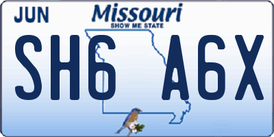 MO license plate SH6A6X