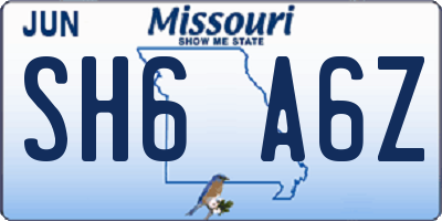 MO license plate SH6A6Z