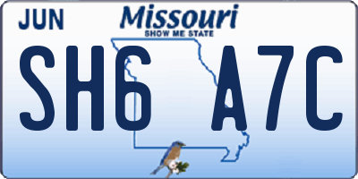MO license plate SH6A7C
