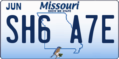 MO license plate SH6A7E