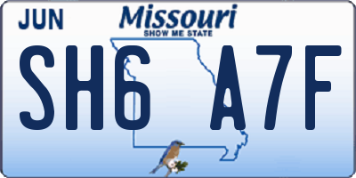 MO license plate SH6A7F