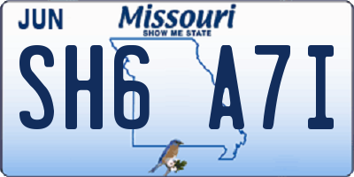 MO license plate SH6A7I