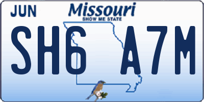 MO license plate SH6A7M