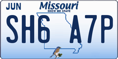 MO license plate SH6A7P