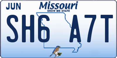 MO license plate SH6A7T