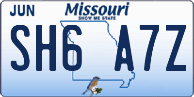 MO license plate SH6A7Z