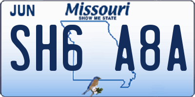 MO license plate SH6A8A