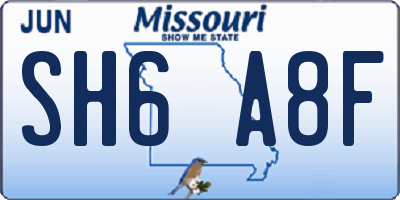 MO license plate SH6A8F