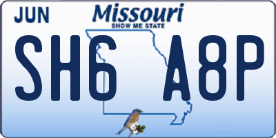 MO license plate SH6A8P