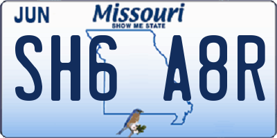 MO license plate SH6A8R