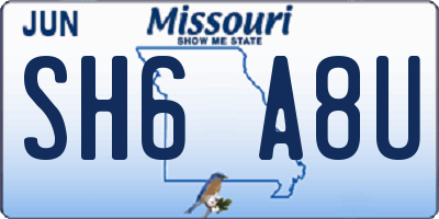 MO license plate SH6A8U