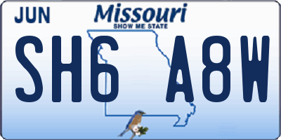 MO license plate SH6A8W