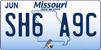 MO license plate SH6A9C
