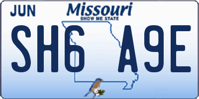 MO license plate SH6A9E