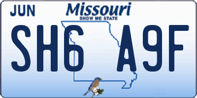 MO license plate SH6A9F