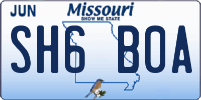 MO license plate SH6B0A