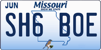 MO license plate SH6B0E