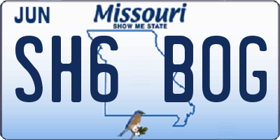 MO license plate SH6B0G