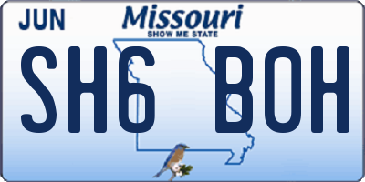MO license plate SH6B0H