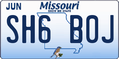 MO license plate SH6B0J