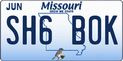 MO license plate SH6B0K