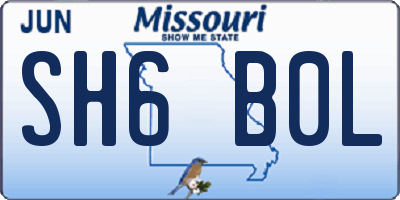 MO license plate SH6B0L