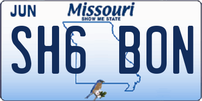 MO license plate SH6B0N