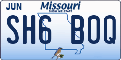 MO license plate SH6B0Q