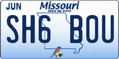 MO license plate SH6B0U