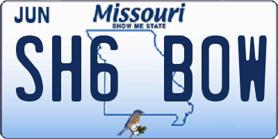 MO license plate SH6B0W