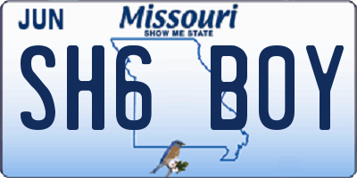 MO license plate SH6B0Y